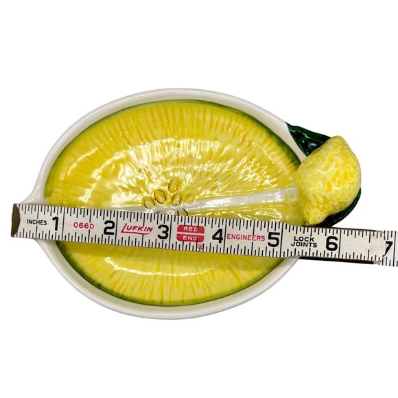 Vintage Ceramic Lemon-Shaped Soap Trinket Dish Made In Italy 7" x 4" - Picture 4 of 9